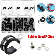 84pc Rubber Lined P Clips Cable Mounting Hose Pipe Clamp Mikalor Stainless Steel