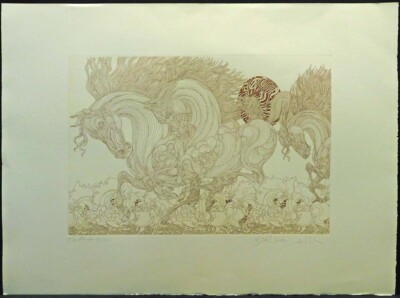 Guillaume Azoulay ''Parade'' etching on paper Hand Signed Horse Make an Offer