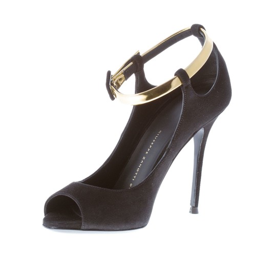 GIUSEPPE ZANOTTI damen schuhe Mistico black suede open toe ankle strap pump - Picture 6 of 7
