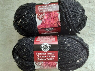 Loops & Threads Charisma Tweed Bulky Yarn 2 Skeins Black 93 Yrds Each J45