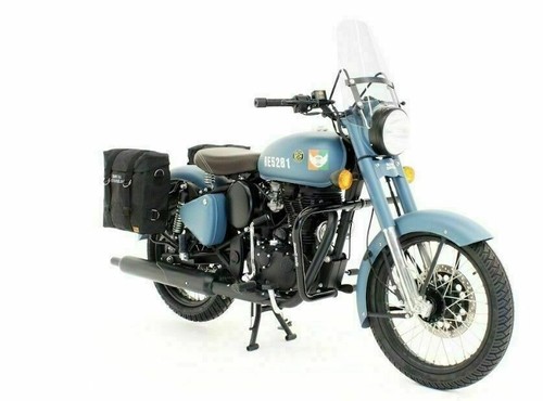 Fits Royal Enfield 350 500 Canvas Saddlebags Heavy Duty Black Pair - Bild 4 von 18