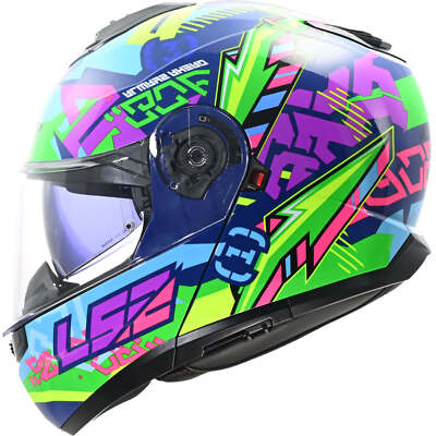 Helm Modular LS2 Ff908 Strobe II X Blau Poliert Grün