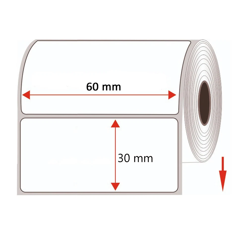 Thermo Etiketten Rolle Selbstklebend 60x30mm, für Phomemo, Zebra, Klebeetiketten - Bild 4 von 4
