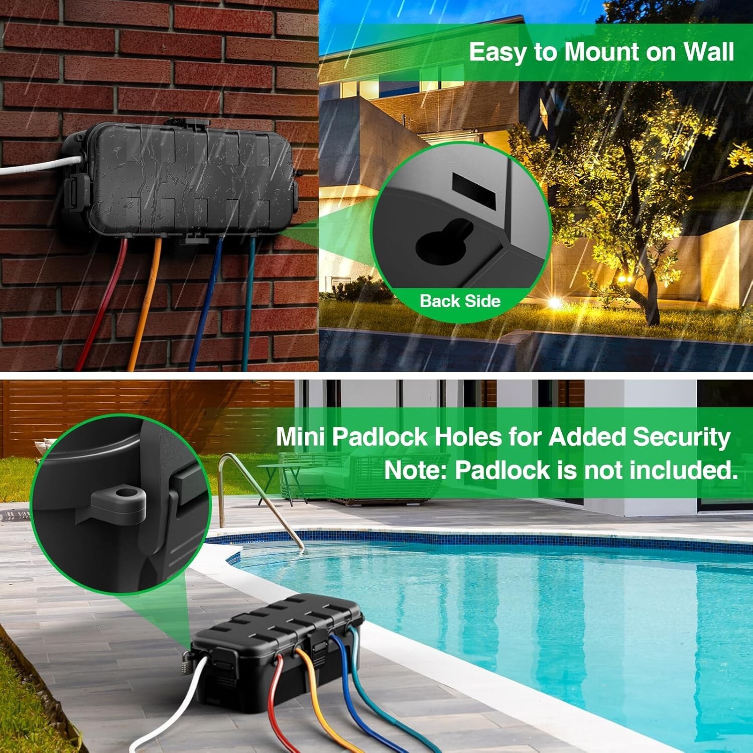 🔌 Flemoon Outdoor Electrical Box – IP54 Waterproof Cord Protector (11.5x5.2x4”)