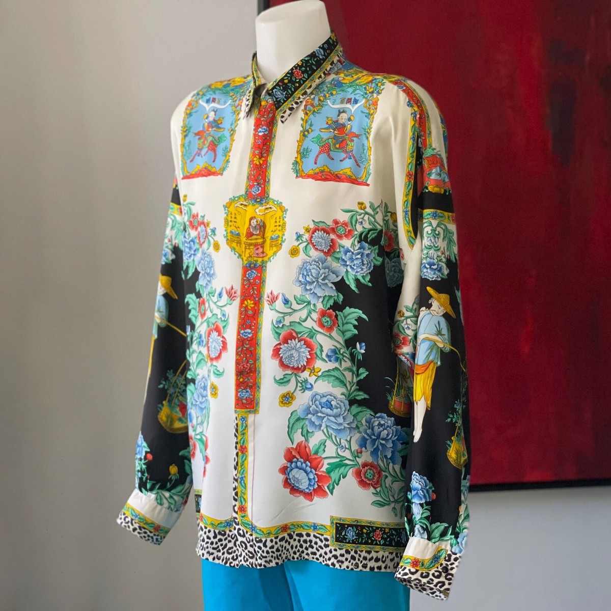 GIANNI VERSACE silk shirt The Chinese Gardener print size 52 from