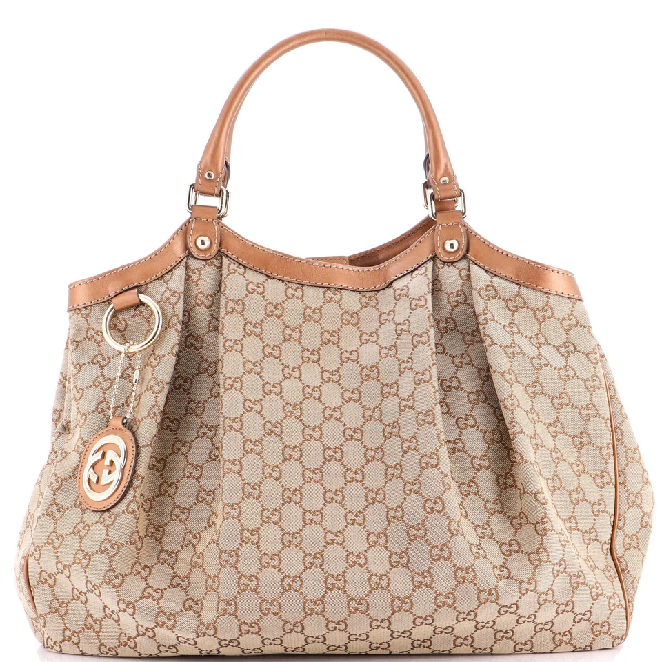 Gucci Sukey Tote GG Canvas with Leather Large
