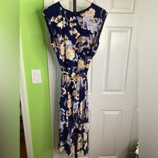 Ralph Lauren Navy Blue Floral Sleeveless Dress, size 8