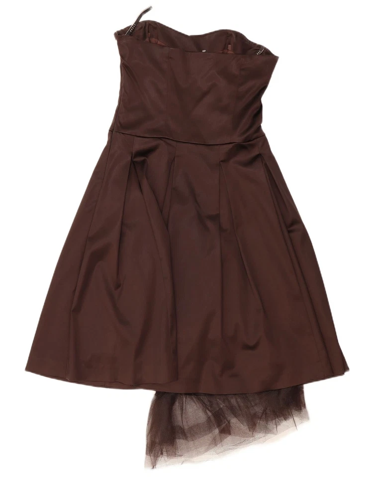 COAST Womens Strapless Dress UK 12 Medium Brown Acetate CV09 - Image 2 of 3