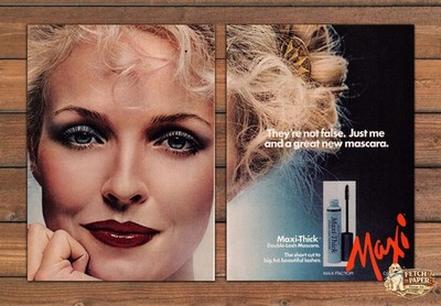 Max Factor Thick Double-Lash Mascara Close Up Eyes Print Ad 1978 1970s (2 pages)