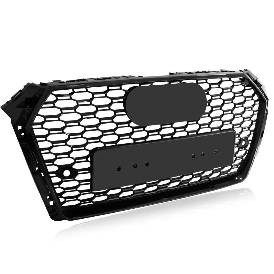 Para Audi A4/S4 B9 RS4 2017-2018 estilo panal malla hexagonal rejilla negra con Qoattru Foto 3 de 4
