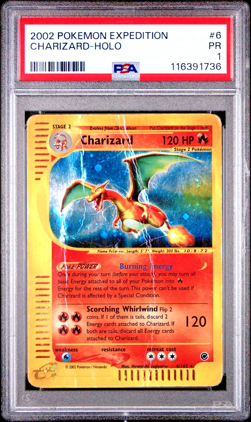 PSA 1 PR 2002 Expedition Charizard Holo Foil 6/165 E-Reader Series Pokemon WOTC