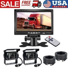 Dual Camera 7'' Backup Monitor Kit System Back Parking Night Vision For Truck RV