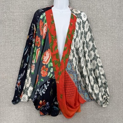 Anthropologie Dylan Floral Cocoon Kimono Bohemian Paisley Mix Printed OS Floral