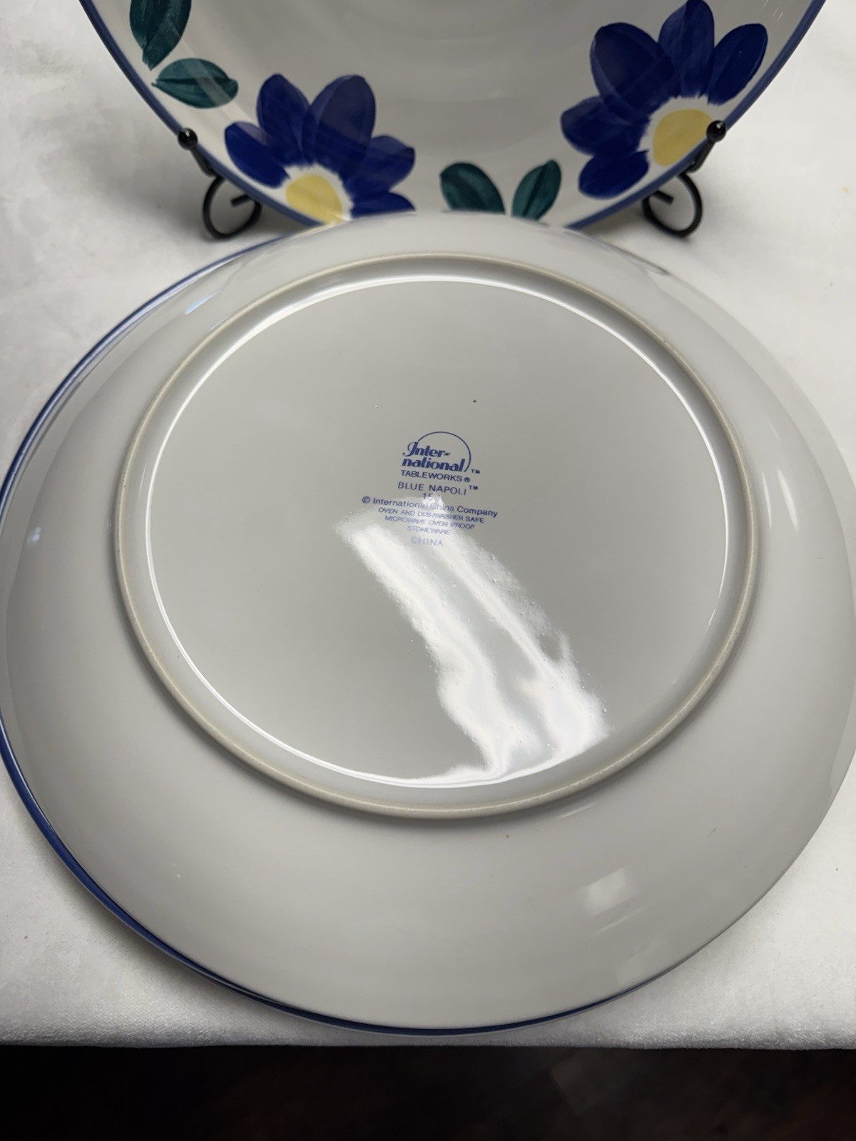 Set Of 4 Blue Yellow Flowers INTERNATIONAL TABLEWORKS NAPOLI 11” Dinner Plate