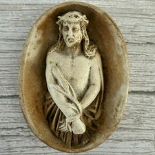 Ancien médaillon religieux Christ Ecce Homo en écume de mer