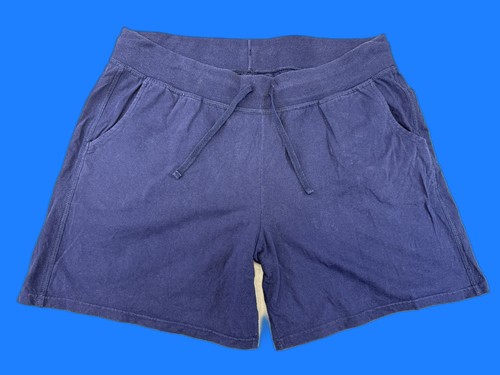 Hanes Q9264 Shorts XL XL/XG Navy 100% Cotton Relaxed Fit Drawstring Waist Gray