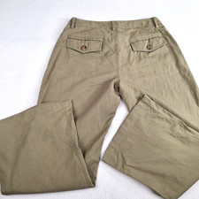 Banana Republic Women  s Khaki Pants Size 12 Inseam 27.5" Flare Linen Blend Flap
