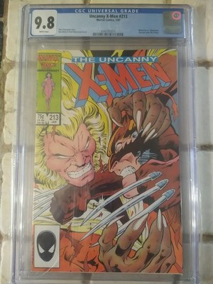 Uncanny X-Men #213 CGC 9.8 White Page (KEY Wolverine vs Sabretooth) Marvel 