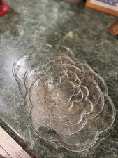 Clear glass flower-shaped dessert plate by Pfaltzgraff, Blossom pattern