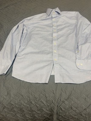 Hackett London Mayfair Men s XL Shirt Classic Fit Blue Check Long Sleeve Cotton