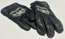 Men's Short Leather Motorcycle Gloves-Reflective Skull-Biker First Classics 3X