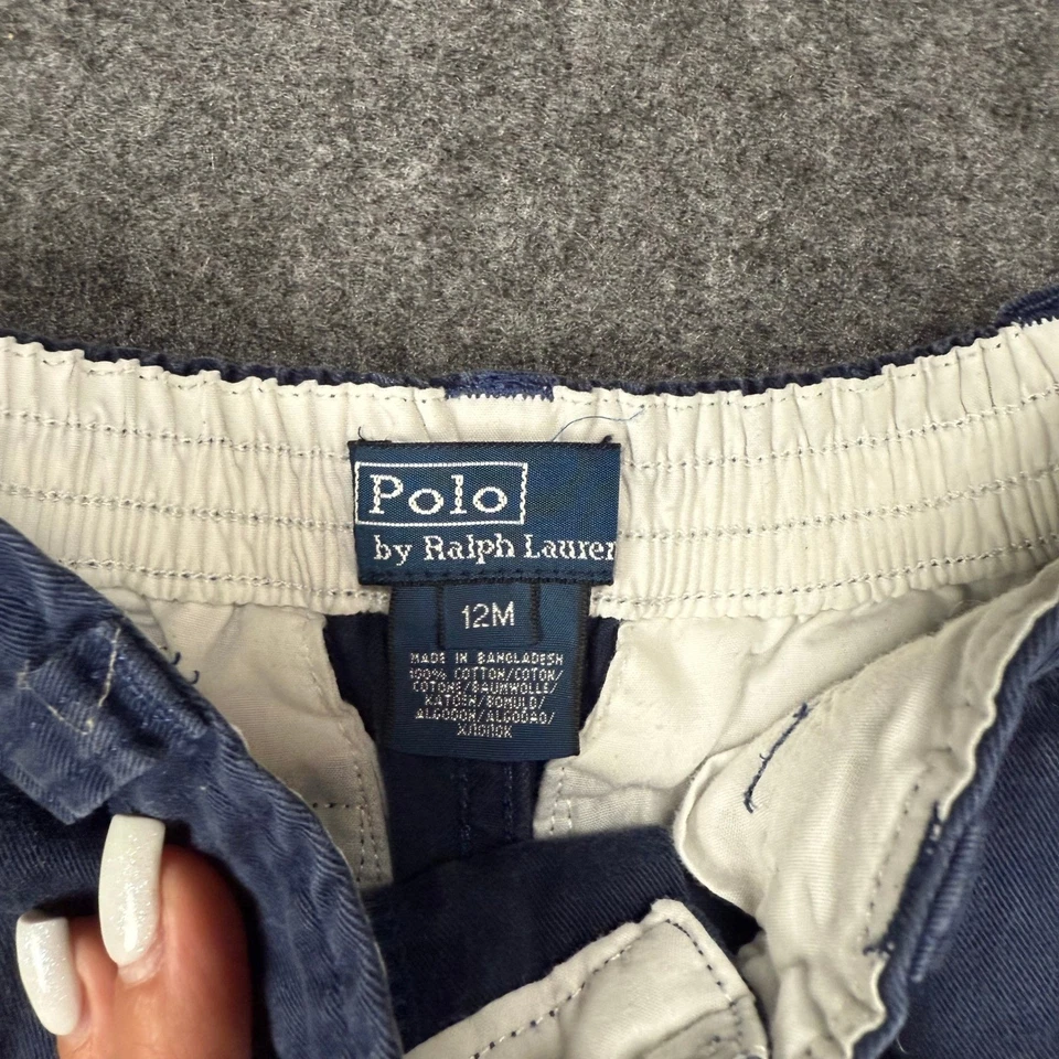 VTG Ralph Lauren Polo Cargo Shorts - Kids Baby Boy, Blue, Casual Bottoms 12 MOS - Image 3 of 4