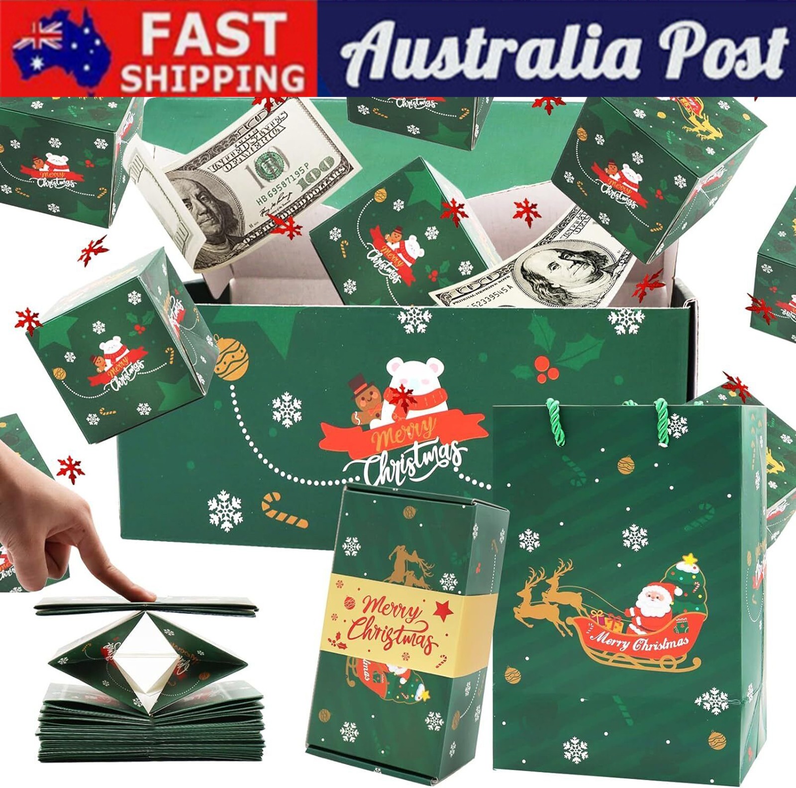 Merry Christmas Surprise Gift Explosion Boxes Money Bounce Jumping Box Kids Gift