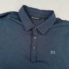 TravisMathew Mens L Navy Blue Pima Cotton Blend Short Sleeve Golf Polo Shirt