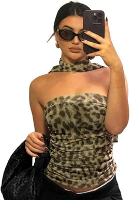 Leopard Print Tube Top für Frauen Leopard Print Tube Top Geparden Print Top Rüsc