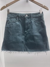 Abercrombie  Fitch Teal Denim Mini Skirt Vintage Y2K Size 25/0 Raw Hem