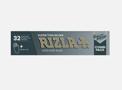 33 Pack RIZLA SILVER King Size Super Thin SLIM Cigarette SMOKING ROLLING PAPERS