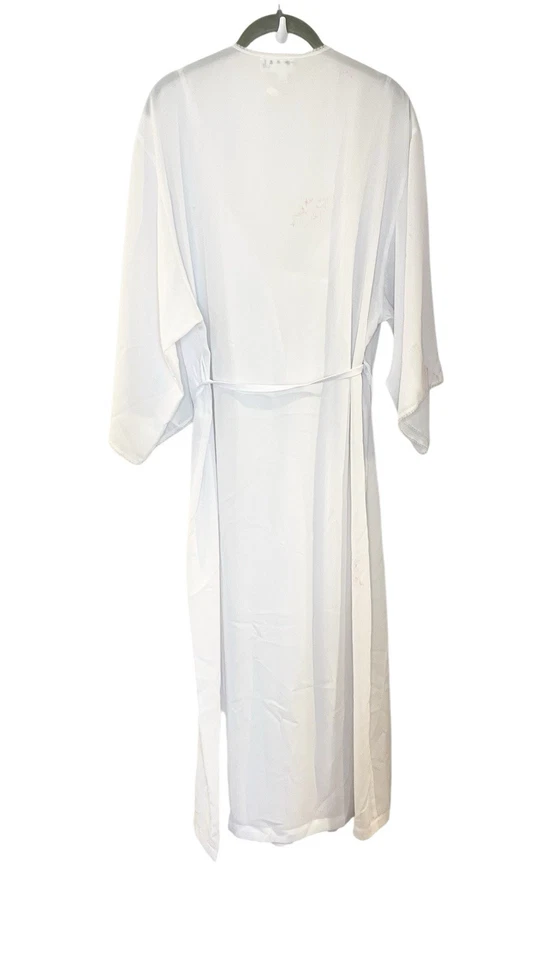 Винтажный 2 ПК Natori халат скольжения комплект твердого белого кружева отделки макси 80-х 90-х * недостаток * S/M - Изображение 2 из 4