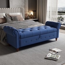 Modern Storage Ottoman Button Tufted End of Bed Bench Foot Rest For Living Room