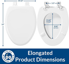 Linden Slow Close Toilet Seat, Non Slip Heavy Duty Wood, Easy Install, Elonga...