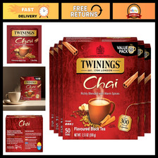 Chai Black Tea Bags - 50 Count Pack of 6, Sweet Savory Spices, Caffeinated, Ho