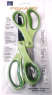 Fiskars 154180-1002 8'' Titanium 2 Pack Non-Stick Scissors (Green)