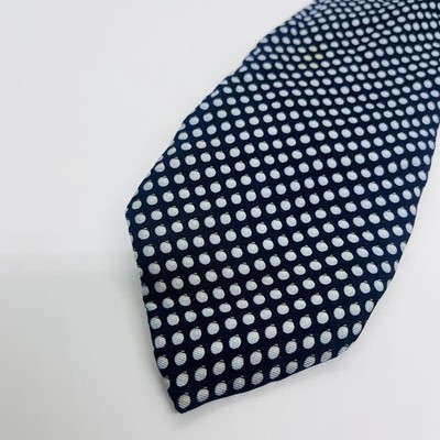 VERSACE Silk Necktie Navy Dot Pattern Authentic Classic Made in Italy