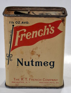 Vintage FRENCH's SPICE TIN Advertising Nutmeg EMPTY