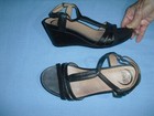 NEW NWOB Abeo Bio System Lacey Womens Wedge T Strap Sandals Black Leather Sz 8 N — photo 2
