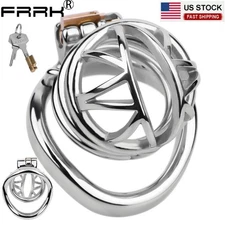 FRRK Stainless Steel Ring Male Chastity Cage Metal Chastity Lock Device 45 50mm