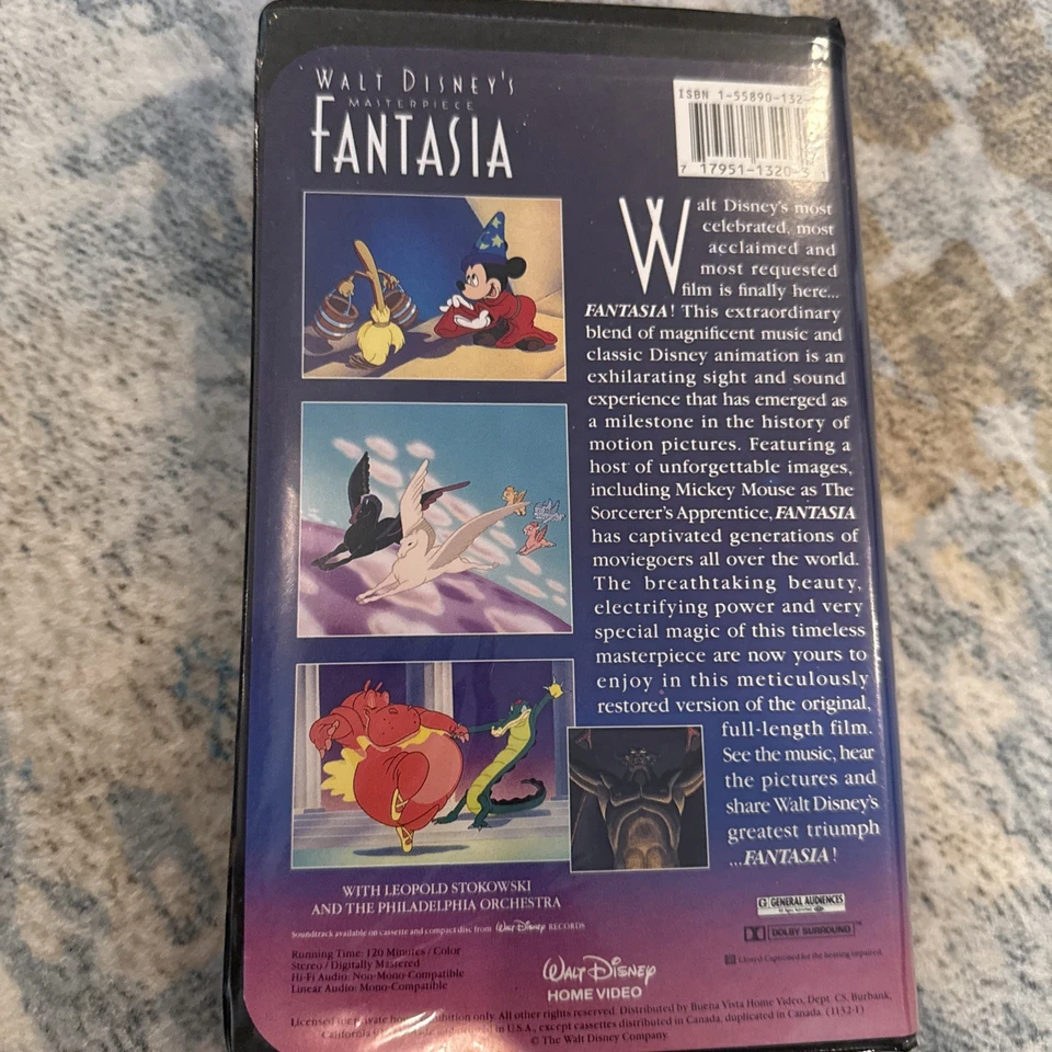 Rare FANTASIA Walt Disney VHS Original Masterpiece Collection #1132 Foto 2 de 3