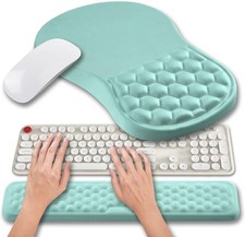 Light Blue 2In1 Ergonomic Mouse Pad Keyboard Wrist Rest Gel Support Mat