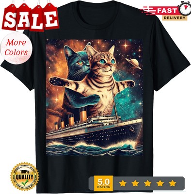 Funny Humor Titanic Cat Meme for Cat Lovers Sarcastic Unisex T-Shirt