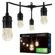 Enbrighten Classic LED Outdoor Lights, 24 Bulbs, 48ft. Black Cord (BRAND NEW)