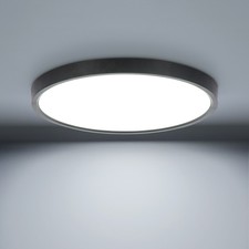 24W Modern LED Ceiling Light Round Black Flush Mount Living Room Bathroom IP44