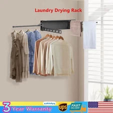 Foldable Wall Clothes Dryer Laundry Drying Rack Wall Mounted Clothes Rack Gray