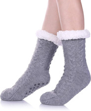Women's Winter Super Soft Warm Cozy Fleece Lined Fuzzy Slipper Socks with Grippe