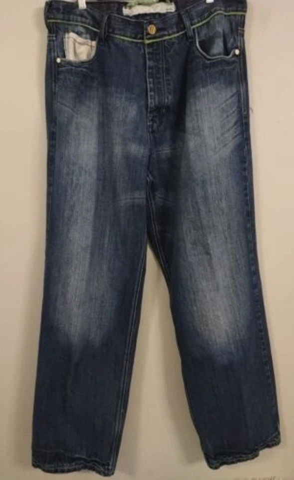 COOGI Jeans Embroidered Baggy Y2K 90s Hip Hop Patch EUC Mens size 38x34 - Image 2 of 4