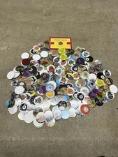 Vintage Pogs Milk Caps Lot 200+Pieces 3 Slammers 1 Gameboard Street Kaps
