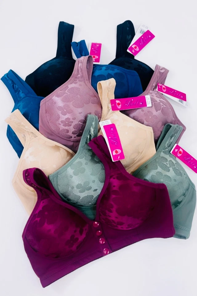 Lot 3/6 Daisy Bras Wire Free Bra Senior Front Close Button Bras for Older Women - Image 3 of 4